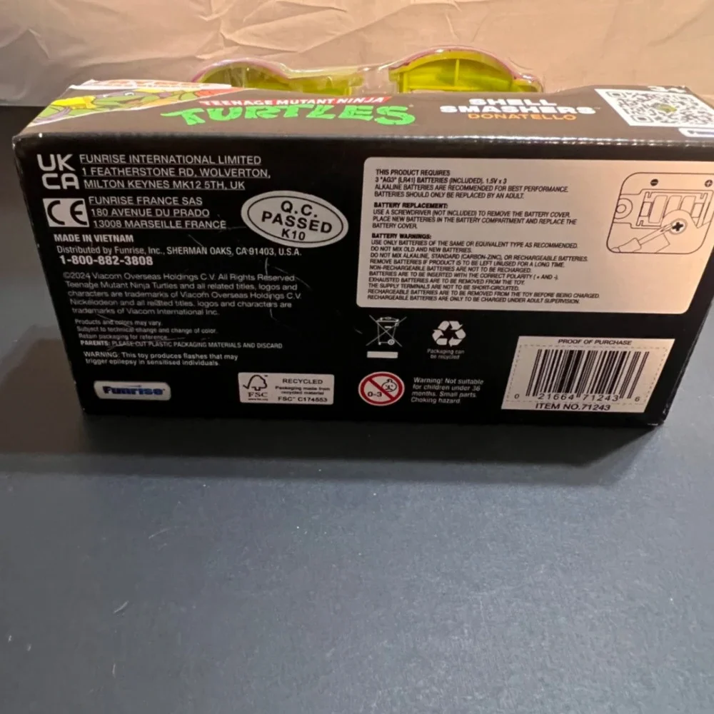 Funrise TMNT Shell Smashers Donatello‎ Kids Green New Damaged Box Crash Car Toy